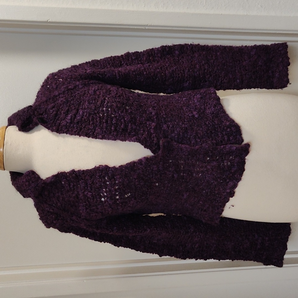 CoVelo Purple Openwork Sweater Jacket S